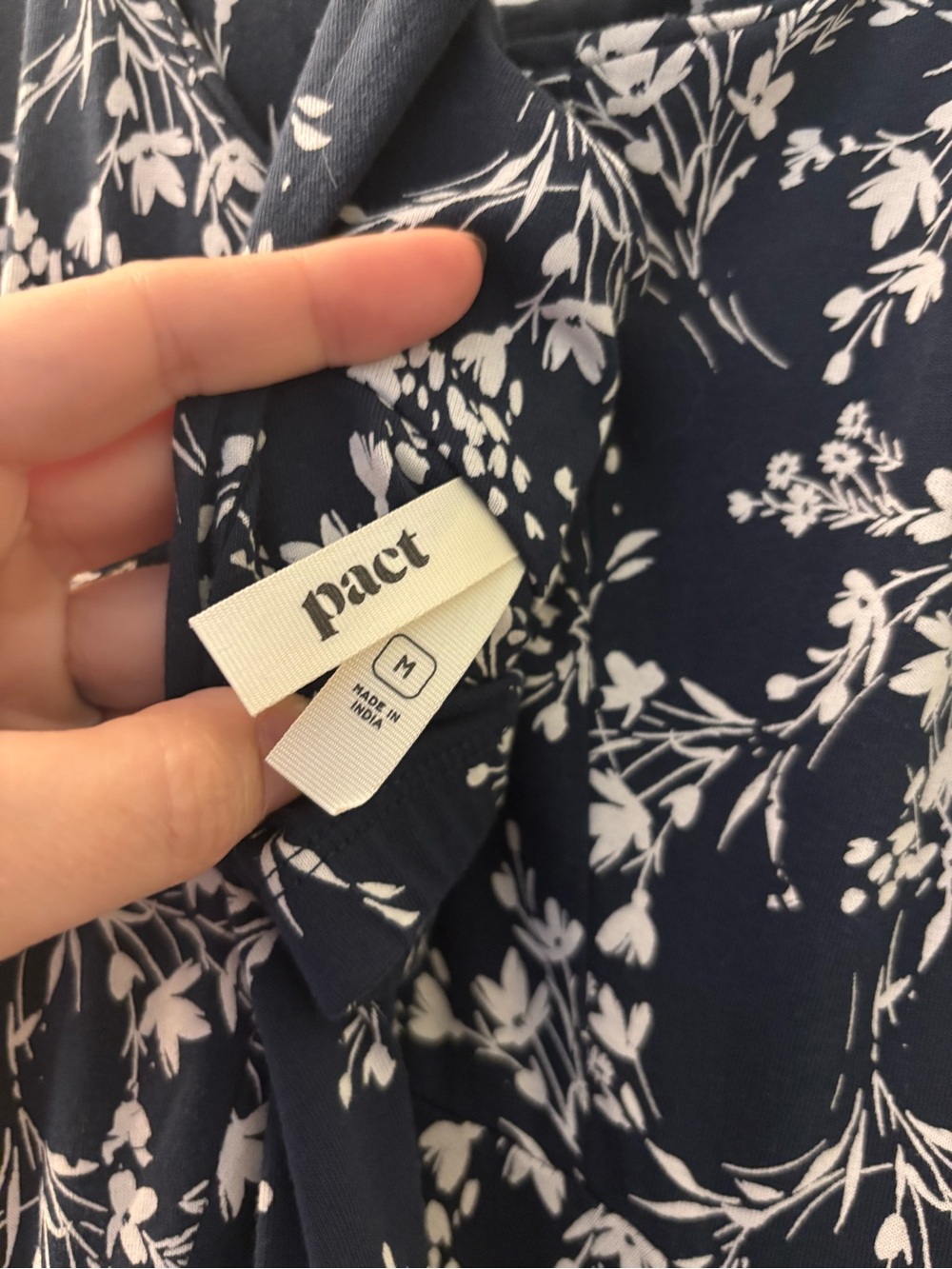 Pact Organics Navy and White Floral Fit and Flare - Picture 3 of 4
